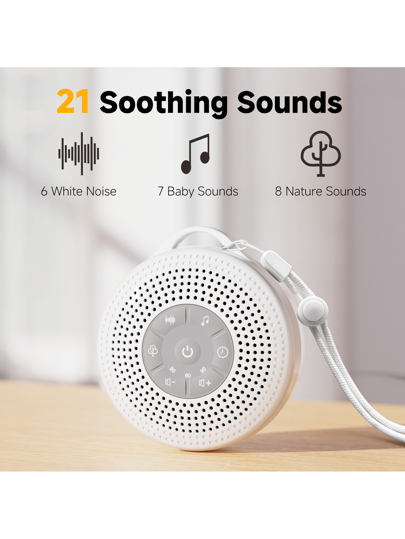 JUSLACO جهاز إصدار ضوضاء بيضاء، آلة صوتية محمولة بطارية 2000 مللي أمبير، آلة إصدار أصوات المطر مع 21 صوتًا مريحًا،علاج بالصوت مع مؤقت وضبط للحجم للنوم، السفر، هدية للرجال والنساء في عيد الحب
