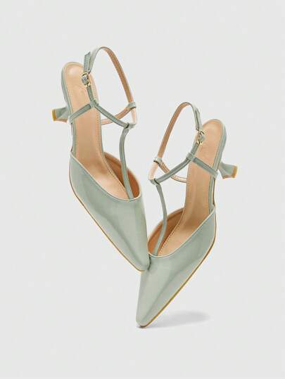 CUCCOO BIZCHIC أحذية فلات بطرف مدبب ومنخفضة الكعب مريحة ، بنمط كلاسيكي مع رباط حول الكاحل ، لون أخضر نعناعي لامع ، متعددة الاستخدامات للكاجوال ، المواعدة ، الحفلات ، العطلات ، والزفاف