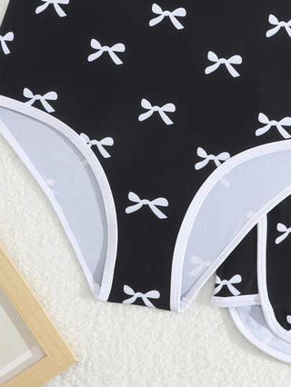 SHEIN قطعة واحدة بدلة سباحة كاملة للفتاة البالغة, 2 قطعة طقم ملابس سباحة مطبوعة