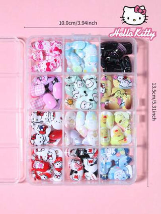 Sanrio مجموعة أظافر مربعة قصيرة للتلميع بنمط هلو كيتي 288 قطعة (12 نوع مختلط) ، أظافر هلو كيتي ثلاثية الأبعاد للضغط عليها، تناسب الأظافر تماما، مجموعة أظافر اكريليك صناعية بتصميم هلو كيتي صورة ناجحة ، بمربع تخزين ، ديكور أظافر بأسلوب فتاة زهري...