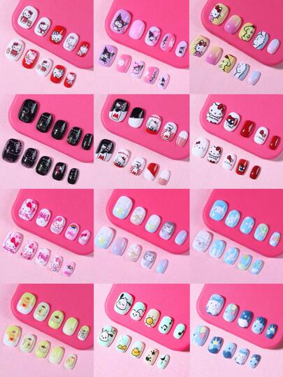 Sanrio مجموعة أظافر مربعة قصيرة للتلميع بنمط هلو كيتي 288 قطعة (12 نوع مختلط) ، أظافر هلو كيتي ثلاثية الأبعاد للضغط عليها، تناسب الأظافر تماما، مجموعة أظافر اكريليك صناعية بتصميم هلو كيتي صورة ناجحة ، بمربع تخزين ، ديكور أظافر بأسلوب فتاة زهري...