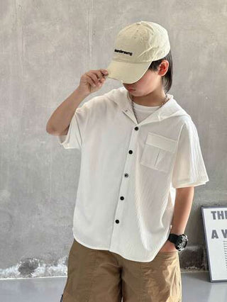 1 قطعة هودي للأولاد المراهقين بأناقة كورية بياض اللون بفتحة منسدلة، قبضة فضفاضة، نصف كم مريحة - متعددة الاستخدامات للمدرسة والخروجات والعطلات والمنزل والسفر خلال الربيع والصيف