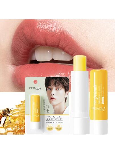 1 قطعة بلسم شفاه بروبوليس ، مرطب ، مرطب ، العناية بالشفاه المضادة للتشقق ، لمعة شفاه ، منع التقشر والتشقق ، يضيء لون بشرة الشفاه ، هدية للعناية اليومية بالشفاه للرجال والنساء