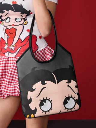 Betty Boop x حقيبة كبيرة السعة ذات تصميم شكلي جذاب، مناسبة للطلاب والنساء