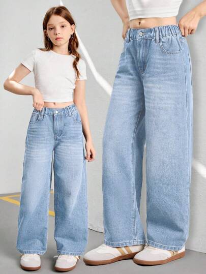 Lunivi جينز فضفاض بقصة رجل مُلائم للمراهقة، بنطلون جينز مُستقيم عادي