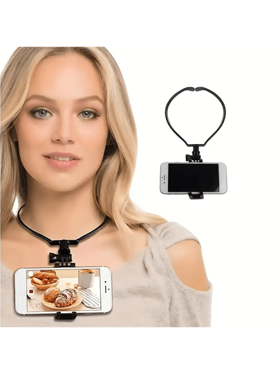 قطعة واحدة حامل هاتف محمول للرقبة من وجهة النظر الأولى - طقم كاميرا عالمي- مشبك لتثبيت الهاتف لكاميرات GoPro و الهواتف الذكية وKاميرا Osmo Action - ملحقات كاميرا رياضية متينة للمغامرات و الصيد والدراجات