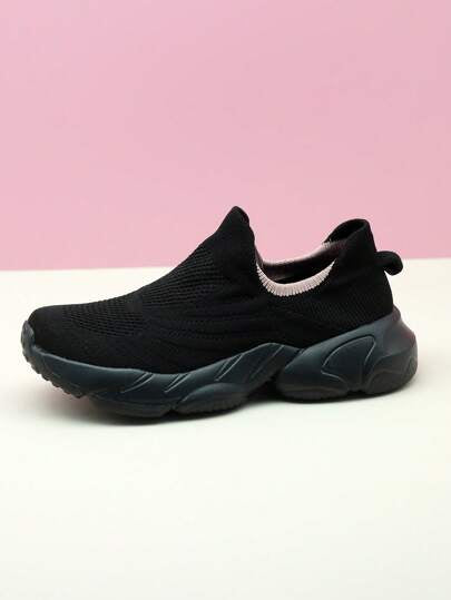أحذية رياضية كلها سوداء من النسيج المحبوك للارتداء من دون كعب، أحذية رياضية كاجوال محشوة بالوسائد، أحذية كنزة رياضية، أحذية للرقص، أحذية للممرضات، أحذية رياضية سميكة