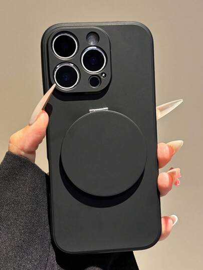 حافظة مرآة دوارة 360 درجة، سيليكون سائل لأجهزة 16/15/14/13/12/11/XS/XR/XSMax/SE/8/7/Plus/Pro/ProMax, حماية كاملة للعدسة مع وقاية من السقوط، صدفة ناعمة بلون أبيض وأسود