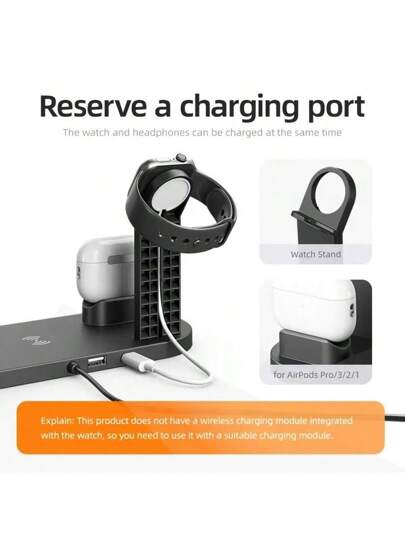 محطة شحن السلكي متعددة الأجهزة، طراز شحن سريع 6 في 1 متوافق مع أجهزة آيفون 16/15/14/13/12/11/XR/X/8 وسلسلة سامسونج أولترا/S25/S24/S23 وسلسلة الأندرويد، متوافق مع سماعات أذن ايربودز برو/4/3/2/1، متوافق مع ساعة أبل أولترا/SE/10/9/8/7/6/5/4/3/2، متوافق مع آي