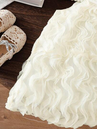 فساتين بيبي Souflis Souflis فستان كاجوال جميل للطفلة الرضيعة بطبعة منسوجة من النسخة الكورية، بياقة دائرية ومنطقة الحافة بتصميم متموج بدون أكمام وبطانة داخلية