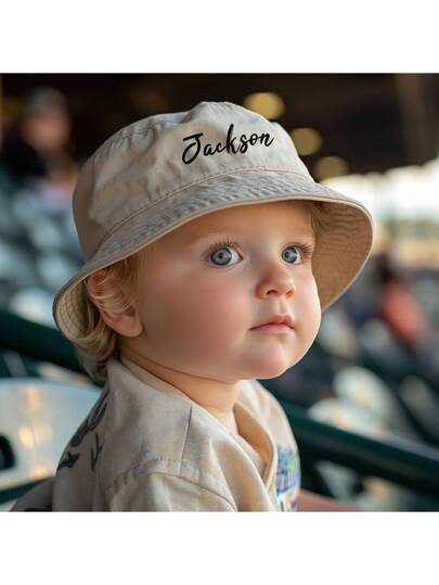 قبعة شمس للأطفال مخصصة، قبعة دلو ذات موضوع استوائي عصري، اسم مخصص، قبعة دلو للشاطئ، استمتع بأجواء الصيف الممتعة