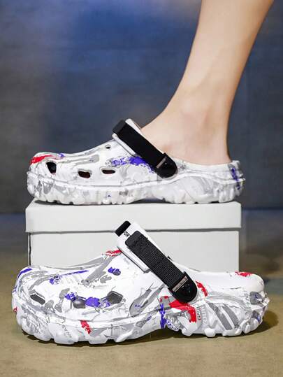 صنادل رجالية جديدة ذات تصميم مموه محبب، منفذة من خامة شبكية خفيفة وناعمة للاستخدام اليومي والشاطئ