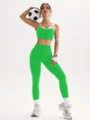 SHEIN Sport Studio مجموعة 1 من بنطلون ذو لون واحد وأعلى بسيطر رفيع مناسب للسيدات، إطلالة أنيقة مناسبة للصيف