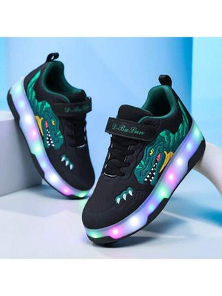 زوج من أحذية التزحلق المزودة ب- 4 عجلات وأضواء LED مع فرامل، للرجال والنساء لجميع الفصول، أحذية رياضية كاجوال عالية القمة للتزلج الخارجي للمراهقين والطلاب والبالغين والأزواج