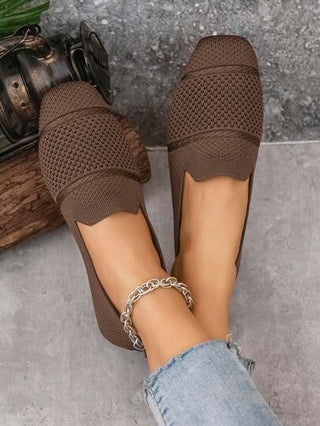 أحذية نسائية مسطحة مصنوعة من الأصواف، مريحة برؤوس مربعة، أحذية كاجوال، قابلة للتنفس مناسبة لفصلي الربيع والخريف، أحذية مناسبة للأمهات