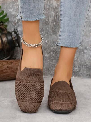 أحذية نسائية مسطحة مصنوعة من الأصواف، مريحة برؤوس مربعة، أحذية كاجوال، قابلة للتنفس مناسبة لفصلي الربيع والخريف، أحذية مناسبة للأمهات