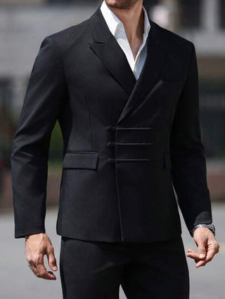 Manfinity Bizformal قطعتان بدلة رجالي تجارية للتنقل: جاكيت وبنطلون بلون واحد