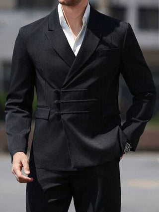 Manfinity Bizformal قطعتان بدلة رجالي تجارية للتنقل: جاكيت وبنطلون بلون واحد