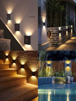 ضوء حائطي شمسي ذو حركة لأعلى وأسفل ، إضاءة خارجية بمستشعر ضوئي ، مصباح مسمر, ظل من البلاستيك ، شحن شمسي ، بطارية قابلة لإعادة الشحن ، إضاءة زخرفية حديثة شمالية ، مناسبة للفناء والمرآب والرواق والحديقة - أبيض / ضوء دافئ ، هدية عيد مثالية