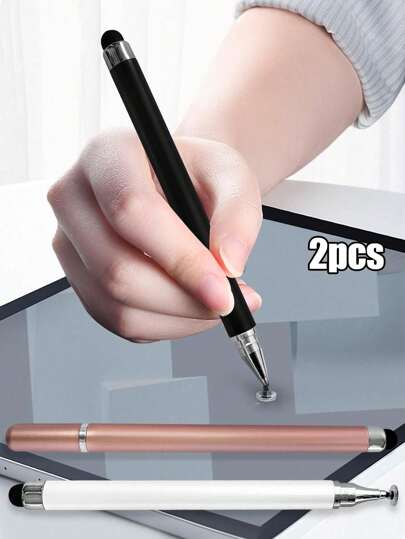 قلم سطحي متحسس ثنائي الرأس 2قطعة، مناسب للهواتف الذكية، الأجهزة اللوحية، الكتابة، الرسم