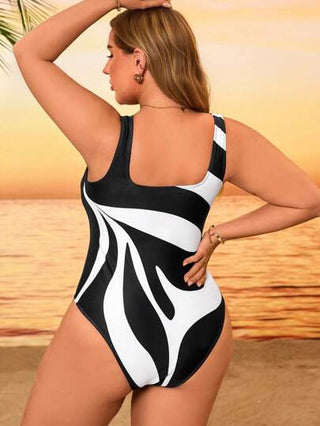 Swim Vcay بدلة سباحة قطعة واحدة بتصميم ملون للتنزه للمرأة بمقاسات كبيرة