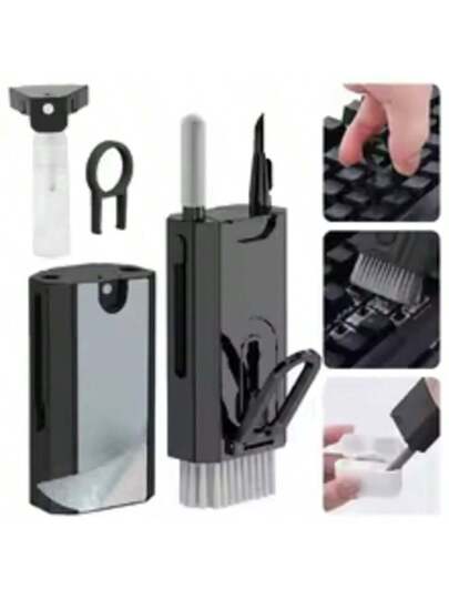 طقم تنظيف 8 في 1 فرشاة لتنظيف لوحة المفاتيح والكمبيوتر، قلم تنظيف سمّاعات الأذن، أدوات تنظيف للآيباد والهاتف، أداة لفك مفاتيح لوحة المفاتيح