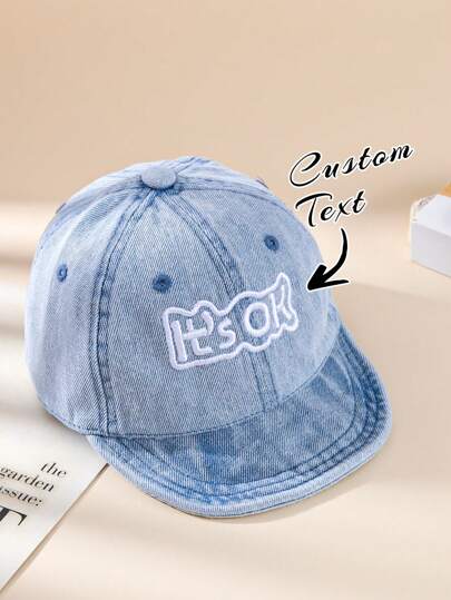 قبعة قبطان رضيع بنمط الربيع للصبي/الفتاة، مقاس من 6 إلى 24 شهرًا، قبعة كاوبوي جينز، هدية مخصصة للرضع