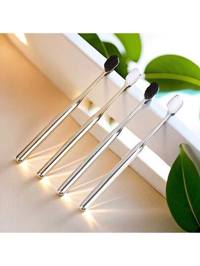 2 فرشاة أسنان فاخرة للبالغين ذات شعيرات ناعمة، فرشاة أسنان ذهبية، بطراز للأزواج، مصممة للتنظيف العميق للثنايا، مناسبة للأسنان واللثة الحساسة، مثالية ل- الاستخدام المنزلي اليومي