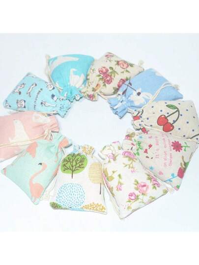 20 قطعة/عبوة، مقاسين، 22 تصميمًا مطبوعًا على أكياس كتان قماش بسحاب، أكياس من القماش الخشن الخيش، يمكن استخدامها لتخزين الزهور والمجوهرات والهدايا والمستحضرات التجميلية والشموع والصابون والفنون والحرف اليدوية والملابس وغيرها من التعبئة، مناسبة لأعياد الميل