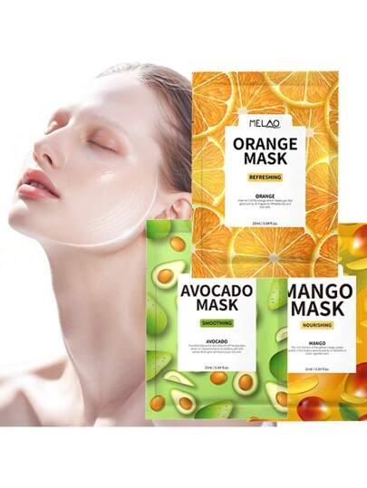 3 عبوات / عبوة واحدة 9 قطعة قناع وجه ثمار مرطب من GZE، قناع ورقي مصنوع من النباتات والثمار مناسب لجميع أنواع البشرة، رعاية يومية مريحة مع الجلسرين والترطيب