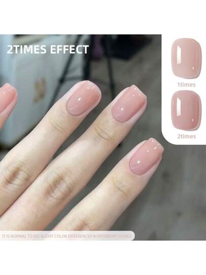 1 قطعة طلاء أظافر 15 مل - لون وردي شفاف جيلي، قابلة للتقشير، خالية من الفورمالديهايد، بشكل بيضاوي، نهاية لامعة، نقش أحادي اللون، لصالون الأظافر وال- DIY