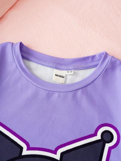 مايوه حريمي قطعة واحدة HELLO KITTY AND FRIENDS |  مجموعة بجامة مكونة من 2 قطعة شورت منقوش وتي شيرت كرتوني بنفسجي للفتيات المراهقات مناسبة للربيع والصيف