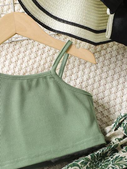 تيشيرتات بناتي Wildeya مجموعة مكونة من قطعتين: توب كشكش عنق أسيمتري بلون سادة وبنطال ساق واسعة، للبنات الصغيرات، ملابس صيفية كاجوال