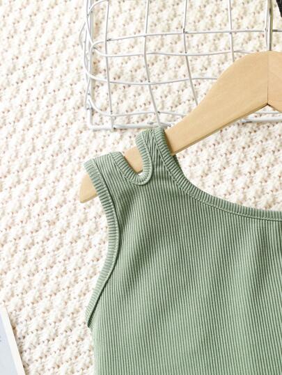 تيشيرتات بناتي Wildeya مجموعة مكونة من قطعتين: توب كشكش عنق أسيمتري بلون سادة وبنطال ساق واسعة، للبنات الصغيرات، ملابس صيفية كاجوال