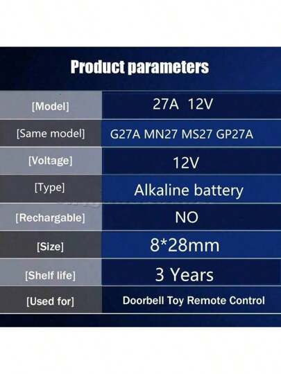 بطارية قلوية 27A، 5/ 10/ 15 قطعة، عمر بطارية طويل، جهد ثابت 12 فولت، مناسبة للفلاش والجرس والثريا والمركبات الكهربائية والباب الكهربائي ذو الستارة وأجهزة التحكم عن بعد والجرس اللاسلكي وأجهزة مضادة للسرقة، استخدام واسع، جودة جيدة
