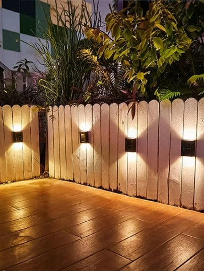 1قطعة/2قطعة/4قطعة أضواء حائط خارجية تعمل بالطاقة الشمسية بصمام ثنائي باعث للضوء، مصابيح حركة تعمل بالطاقة الشمسية مقاومة للماء، ديكور نوردي حديث للمنزل والحديقة والرواق، باللون الأسود