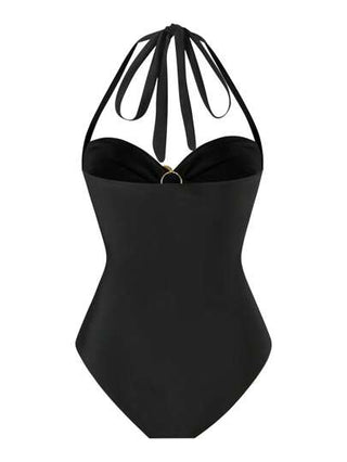 مايوه حريمي قطعة واحدة Swim Oasis 2 قطعة من البدلات للنساء للشاطئ: بدلة السباحة ذات العنق الحمالة والتفريغ والزهرة المعدنية الأنيقة ذات اللون الأحادي العالي الجودة