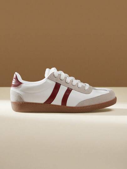 CUCCOO EASI أحذية رياضية منزلقة للسيدات بتصميم ترقيع ، ذات رؤوس مستديرة ، مريحة من جلد البولي يوريثان المرقع ، متعددة الألوان ، كاجوال يومي