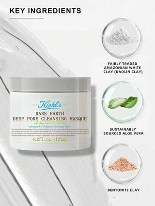 Kiehl's قناع تنظيف المسام العميقة بالأرض النادرة ، مع طين أبيض أمازوني - تنقية مكثفة للحد من المسام 4.2 أونصة سائلة - 125مل