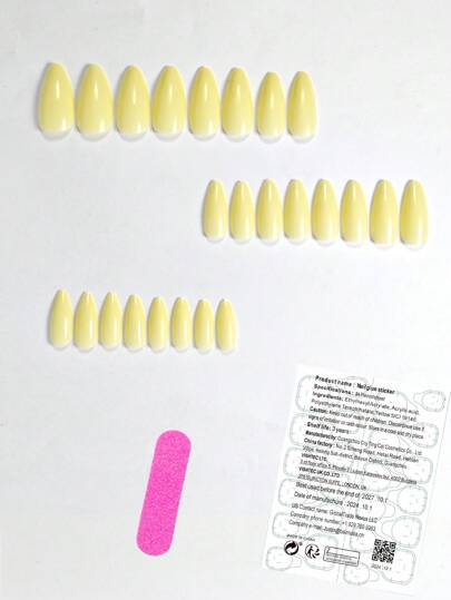 حصل على إطلالة مميزة ب- 24 قطعة أظافر اصطناعية ذات شكل لوز بلون أصفر داكن عادي بتغطية كاملة للأظافر الزائفة للنساء والفتيات ، متضمن 1 ورقة من أشرطة اللصق
