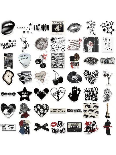 50 قطعة من ملصقات Y2K للفينيل ذات الشكل الجمالي للكتب المصورة وتزيين الألبومات والدفاتر والسيارات واللوحات الخشبية وزجاجات المياه والقبعات الصلبة والسيارات