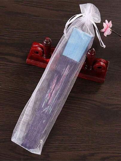 5/10/20/30 قطعة كيس هدايا من الأورجانزا بسحاب لحفظ المروحة اليدوية القابلة للطي ، أكياس التول ، أكياس هدايا مستطيلة ، أكياس تغليف حرفية للحفلات والزفاف وهدايا عيد الميلاد وعيد الميلاد الأول والأكياس الورقية الكرافت والأكياس الصغيرة