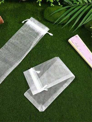 5/10/20/30 قطعة كيس هدايا من الأورجانزا بسحاب لحفظ المروحة اليدوية القابلة للطي ، أكياس التول ، أكياس هدايا مستطيلة ، أكياس تغليف حرفية للحفلات والزفاف وهدايا عيد الميلاد وعيد الميلاد الأول والأكياس الورقية الكرافت والأكياس الصغيرة