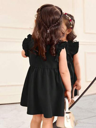 فساتين بيبي فستان صيفي وردي رقيق للأطفال البنات مزين بأزهار ثلاثية الأبعاد، بأكمام واسعة وذيل مكرر