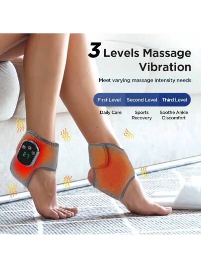 Hailicare داعم الكاحل الذكي - تسخين بالأشعة تحت الحمراء ب- 5 مستويات، تدليك اهتزازي ب- 3 مستويات، مؤقت ل- 30 دقيقة، تحكم في درجة الحرارة NTC للسلامة، تصميم قابل للتنفس ولا انزلاق
