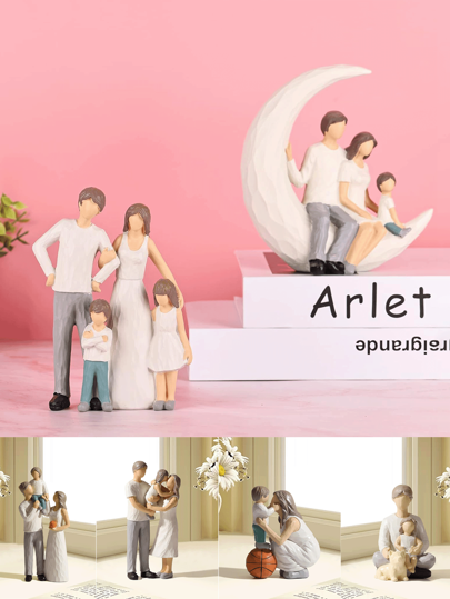 تمثال أسرة من ثلاثة أو أربعة أفراد، تمثال أسرة، تمثال الوالدين والطفل، ديكور منزلي دافئ لغرفة المعيشة أو المكتب، أفضل هدية لعيد الميلاد أو الزفاف أو عيد الحب، ديكور المنزل، صندوق تجميع المجوهرات، ديكورات الحفلات