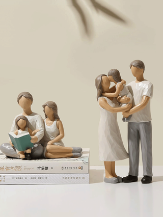 تمثال أسرة من ثلاثة أو أربعة أفراد، تمثال أسرة، تمثال الوالدين والطفل، ديكور منزلي دافئ لغرفة المعيشة أو المكتب، أفضل هدية لعيد الميلاد أو الزفاف أو عيد الحب، ديكور المنزل، صندوق تجميع المجوهرات، ديكورات الحفلات