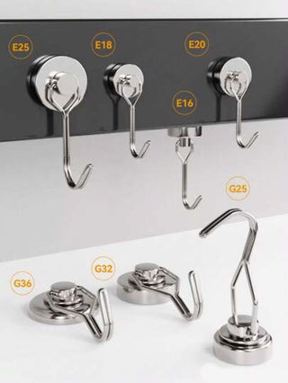 أثاث مكتبي 1 مجموعة خطاف مغناطيسي قابل للدوران 360 درجة، مغناطيس قوي 180 درجة بدون آثار للتثبيت على الحائط بدون مسامير، مناسب لتعليق أدوات المطبخ والمناشف والمستلزمات المدرسية والتخزين في الثلاجة وغرفة الخدمات