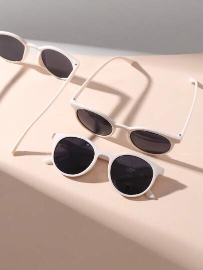 3 حبات نظارات ذات إطار دائري كامل بطراز كوري قديم