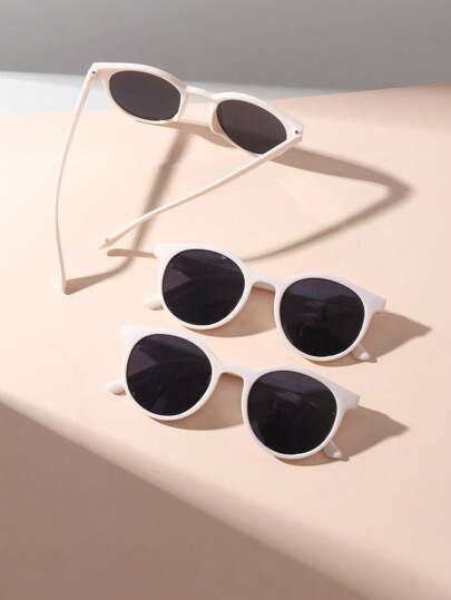 3 حبات نظارات ذات إطار دائري كامل بطراز كوري قديم